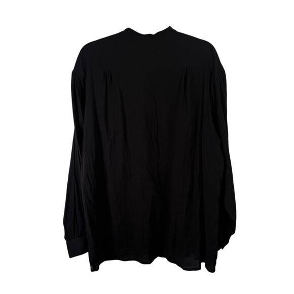 J Peterman Black Popover Shirt Oversized 100% Cotton Capsole Henley Womens Large - Picture 7 of 7